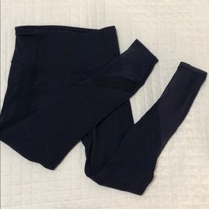Athleta Navy Tights with Mesh Detail XXS
